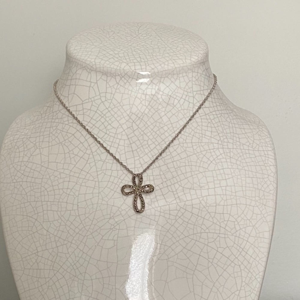 Judith Jack Infiniti Silver Cross Pendant Marcasite 16”